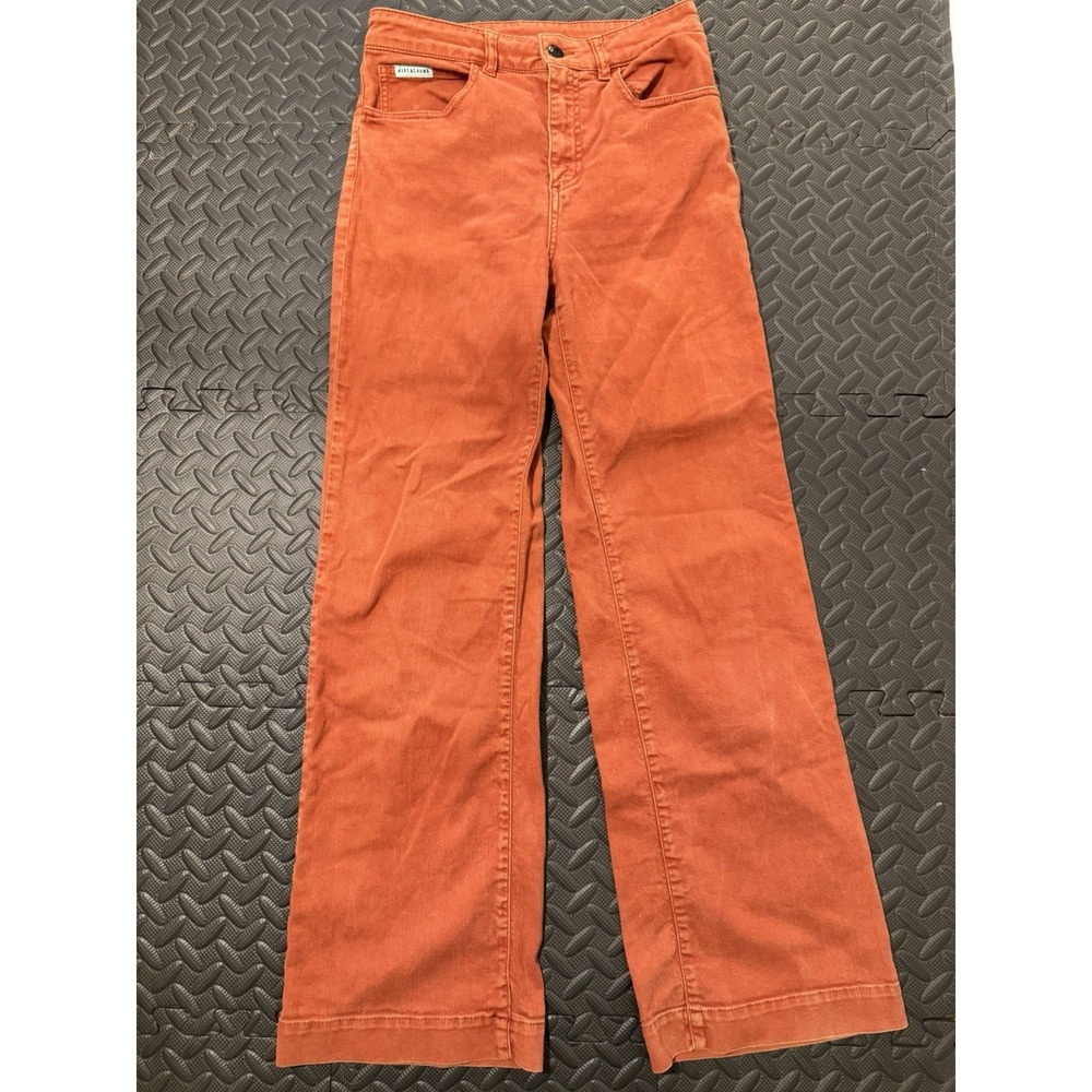 Alexa Chung High Rise Wide Leg Pants Sz 25 Italy Burnt Orange Chino Autumn Fall